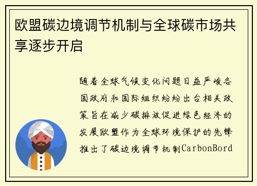 欧盟碳边境调节机制与全球碳市场共享逐步开启