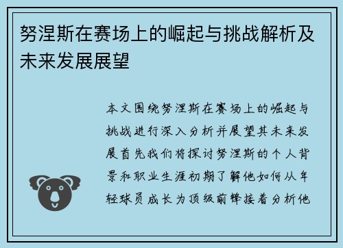 努涅斯在赛场上的崛起与挑战解析及未来发展展望